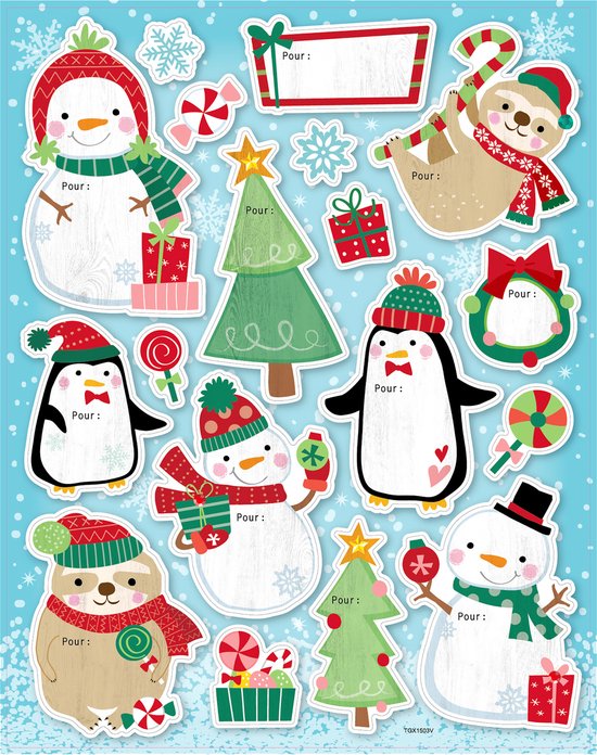 Kerst gift tag + stickers - Kerst cadeauverpakking - Set van 2 - 22 Tags + 14 Stickers - Cadeauversiering