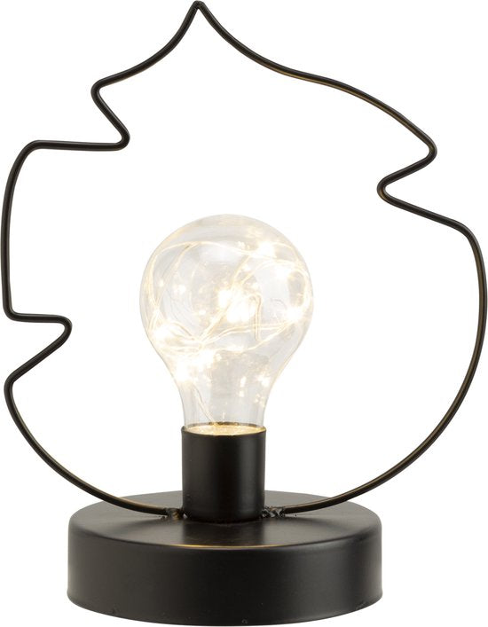 Lampe de Table Cosy &amp; Trendy - Feuille - LED - Perles Lumineuses - H21cm - Noir