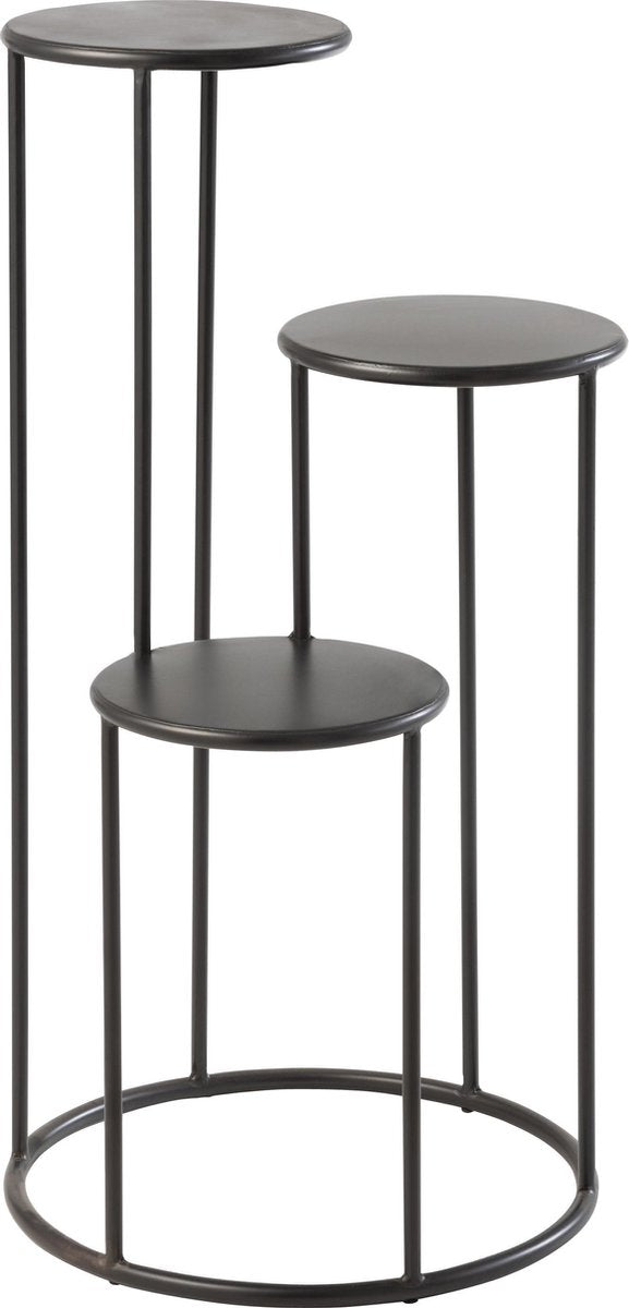 J-Line Plant stand made of iron D40x81cm - 3 levels - Black