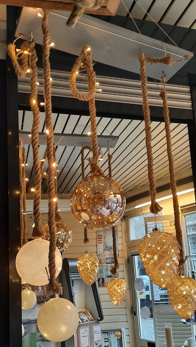 Glass ball - ˜ 15cm - 24 LED - rope 100 cm - decoration living room