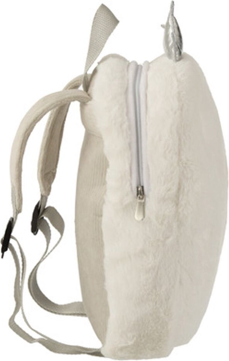 J-Line Backpack Crown 28x7x34cm - Plush White/Gray/Silver