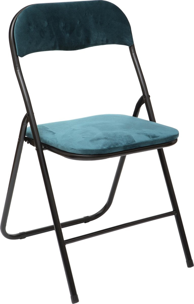 Atmosphera Vouwstoel velvet zitvlak en rug bekleed - Blauw