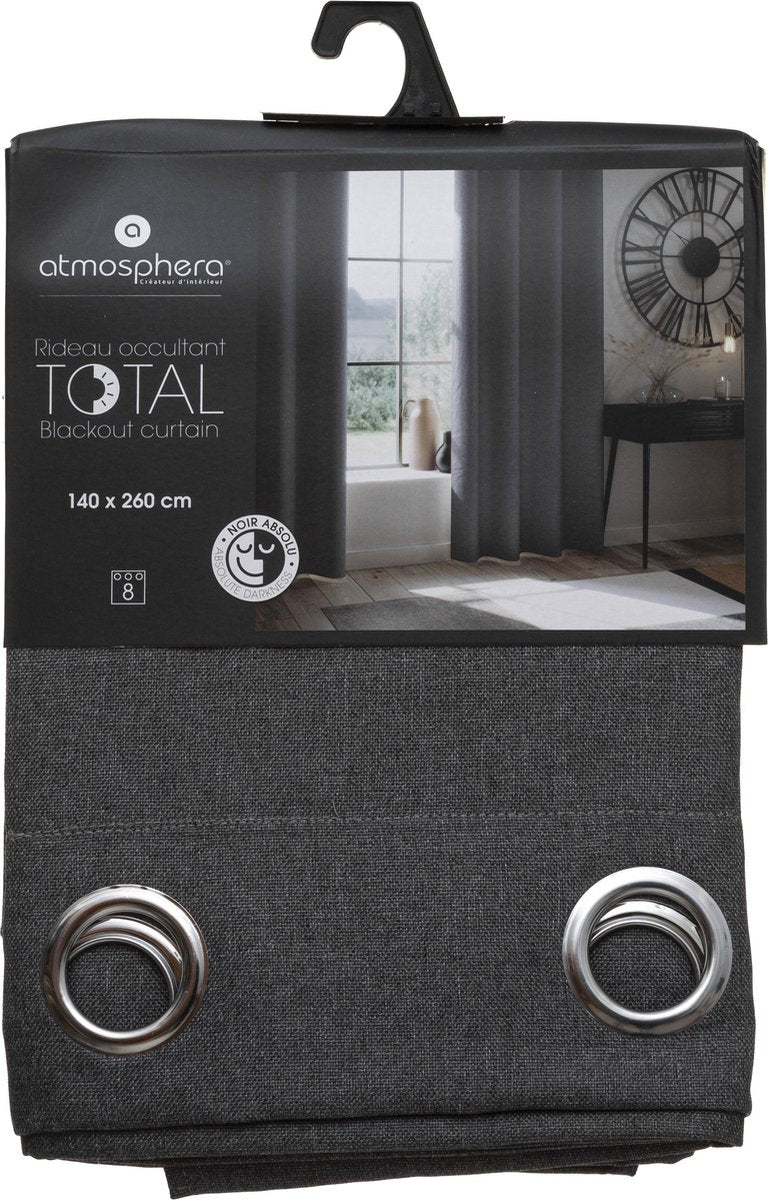 Atmosphera Grijze extra lang verduisteringsgordijnen 140 x 260 cm - Kant en klaar met ringen - Gordijn raambekleding - Extra lang