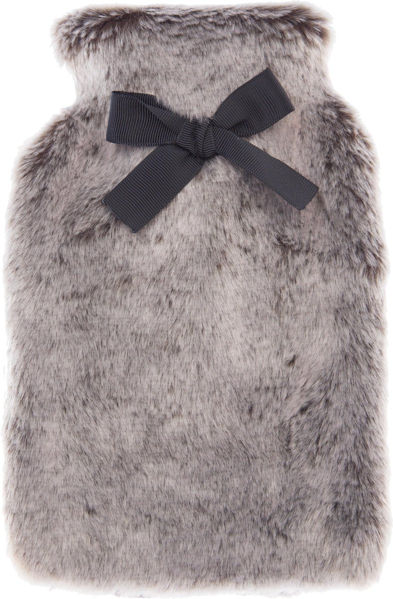 Bouillotte en peluche super douce et moelleuse avec couvercle gris 280 ml - 15 x 22 cm - bouillottes moelleuses