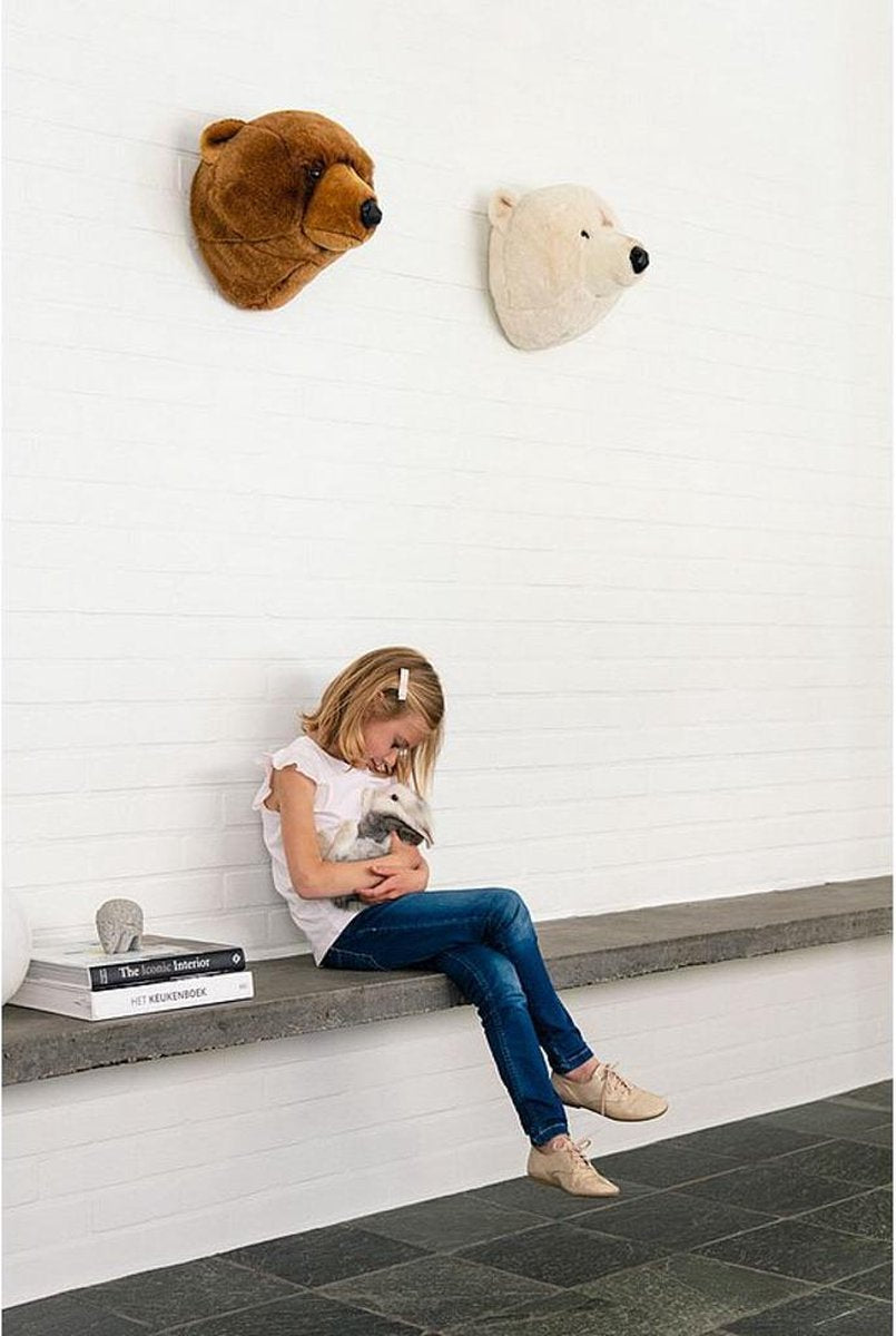 Décoration murale en peluche tête d'animal Wild &amp; Soft Basile - Ours Blanc