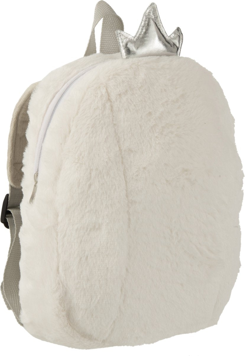 J-Line Backpack Crown 28x7x34cm - Plush White/Gray/Silver