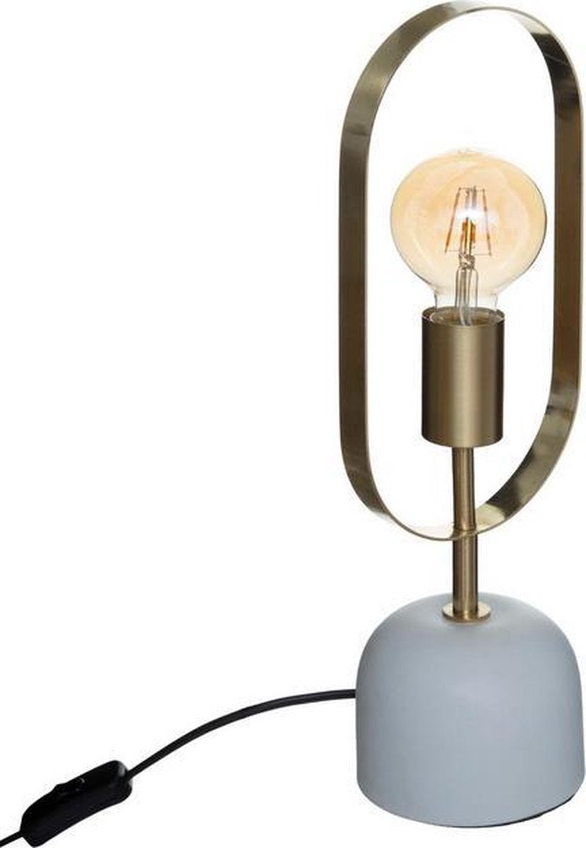 Tafellamp goudkleurig met witte marmerlook voet hoogte 44 cm