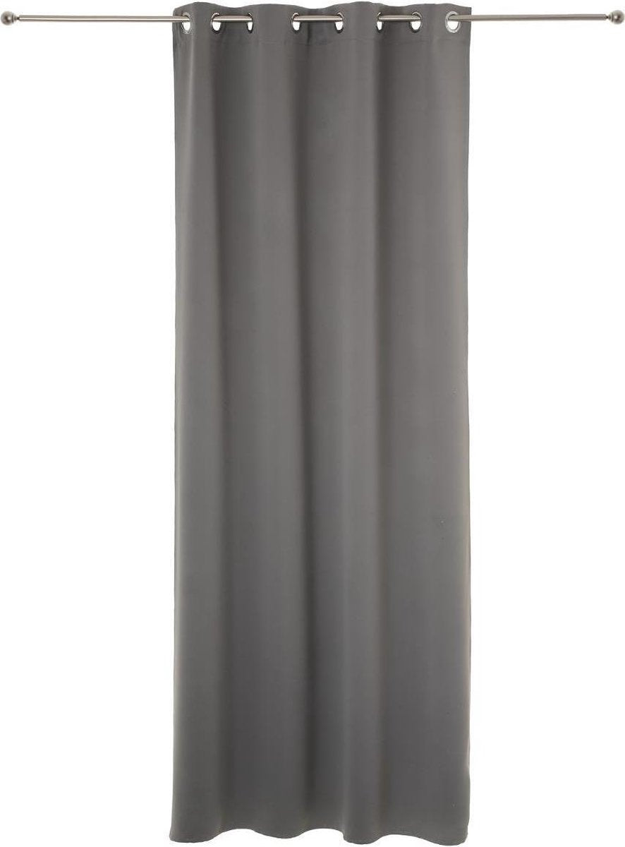 Atmosphera set van 2 Grijze verduisteringsgordijnen 135x240cm - Kant en klaar met ringen - Gordijn raambekleding - 2 stuks grijs