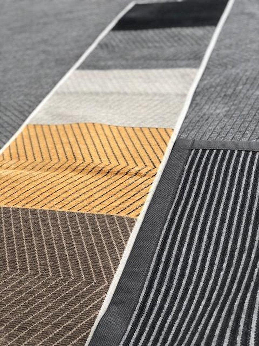 sisal Rug recto verso - two-sided rug - free anti-slip included - beige linen - 160/230 cm - carpet - striped and herringbone