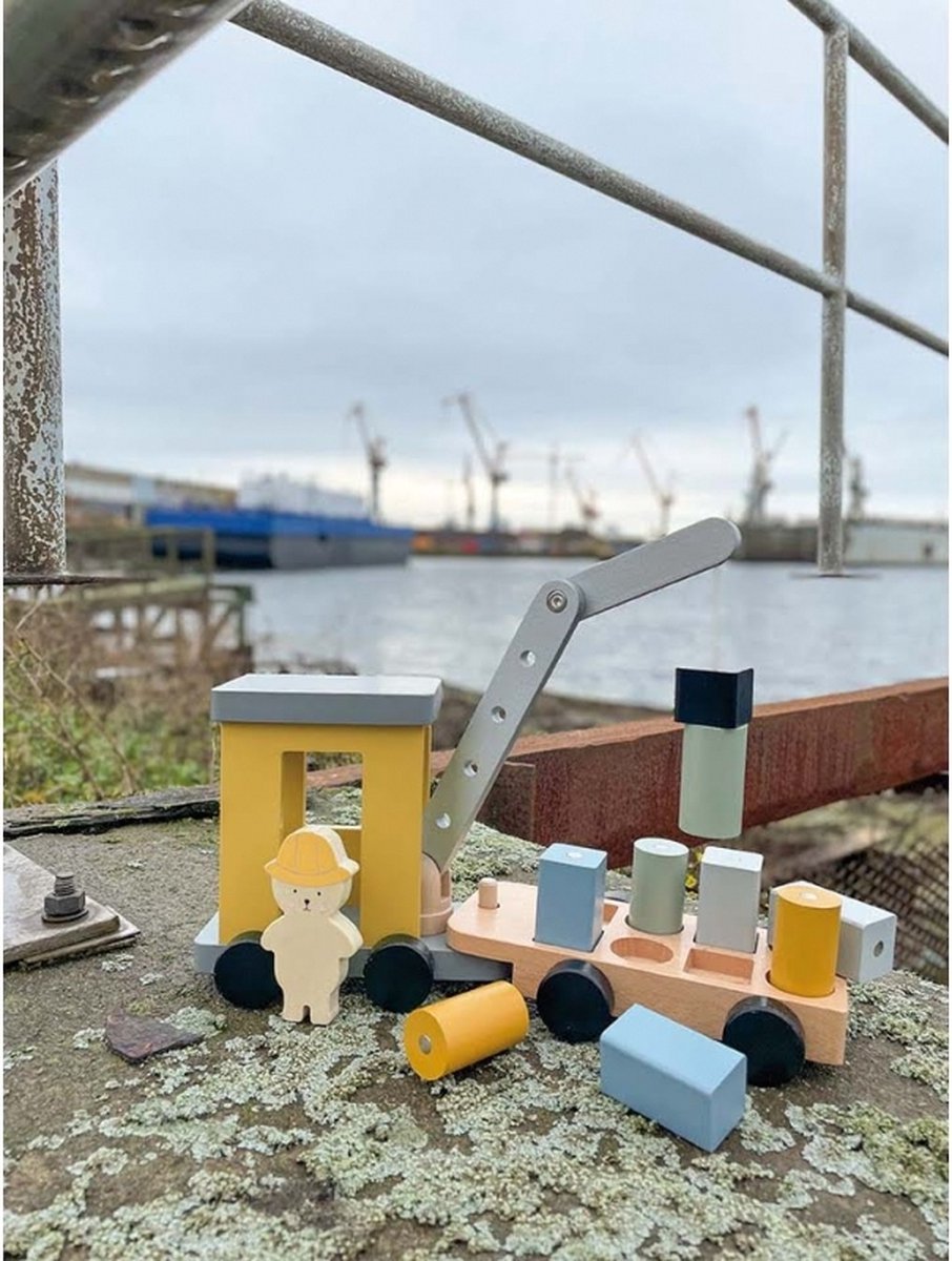 Jabadabado Grue jouet en bois avec aimant - 8 blocs