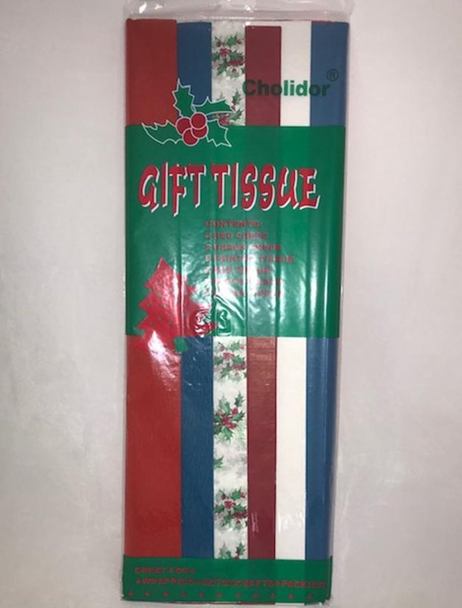 Set Crepe en inpakpapier kerst basis pakket 150 x 50 cm - inpak papier -  10 pakken