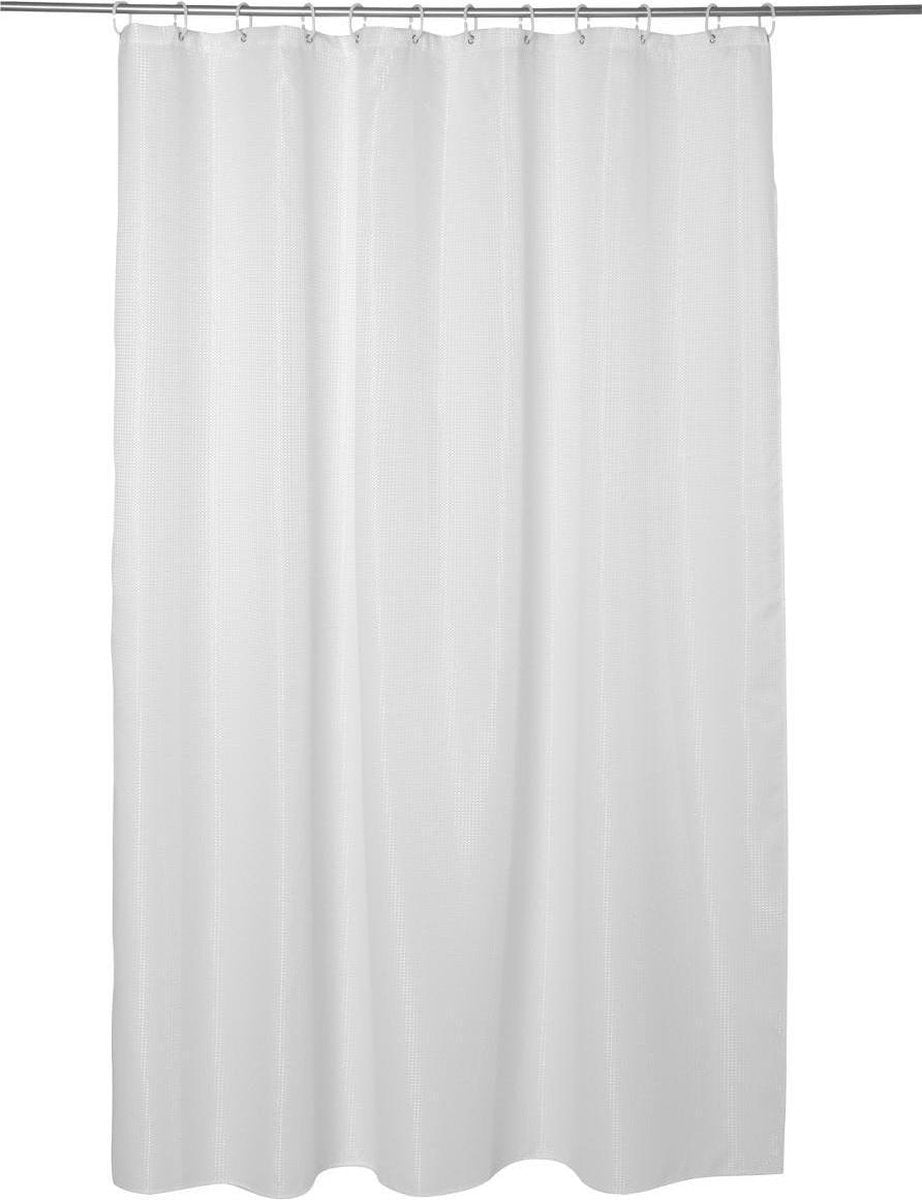Atmosphera douchegordijn honinggraat effect wit - 180 x 200 Cm - Met 12 ringen inbegrepen - Polyester