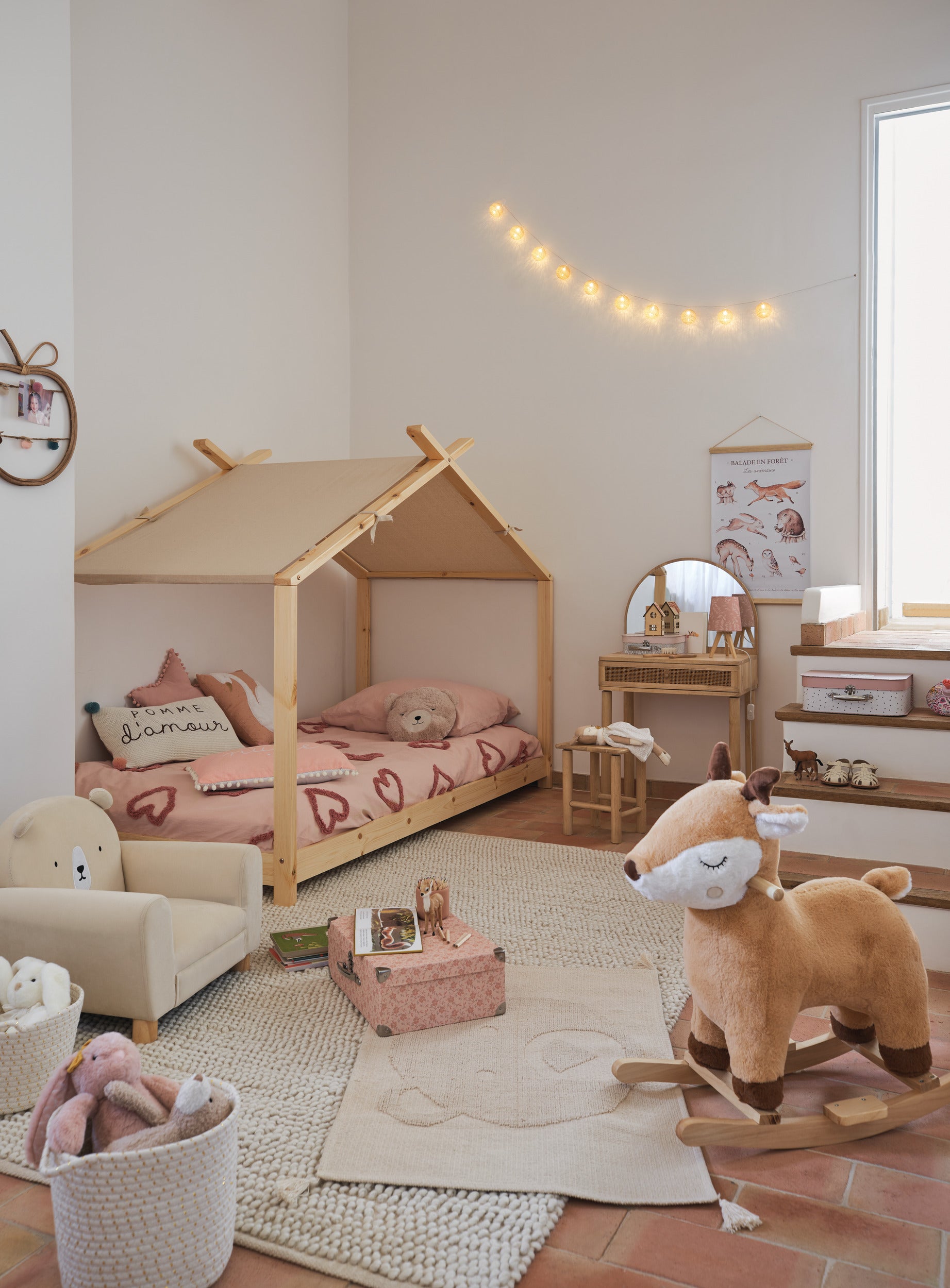 Atmosphera Kids Parure de couette et 1 taie d'oreiller 140x200cm/65x65cm Coeur