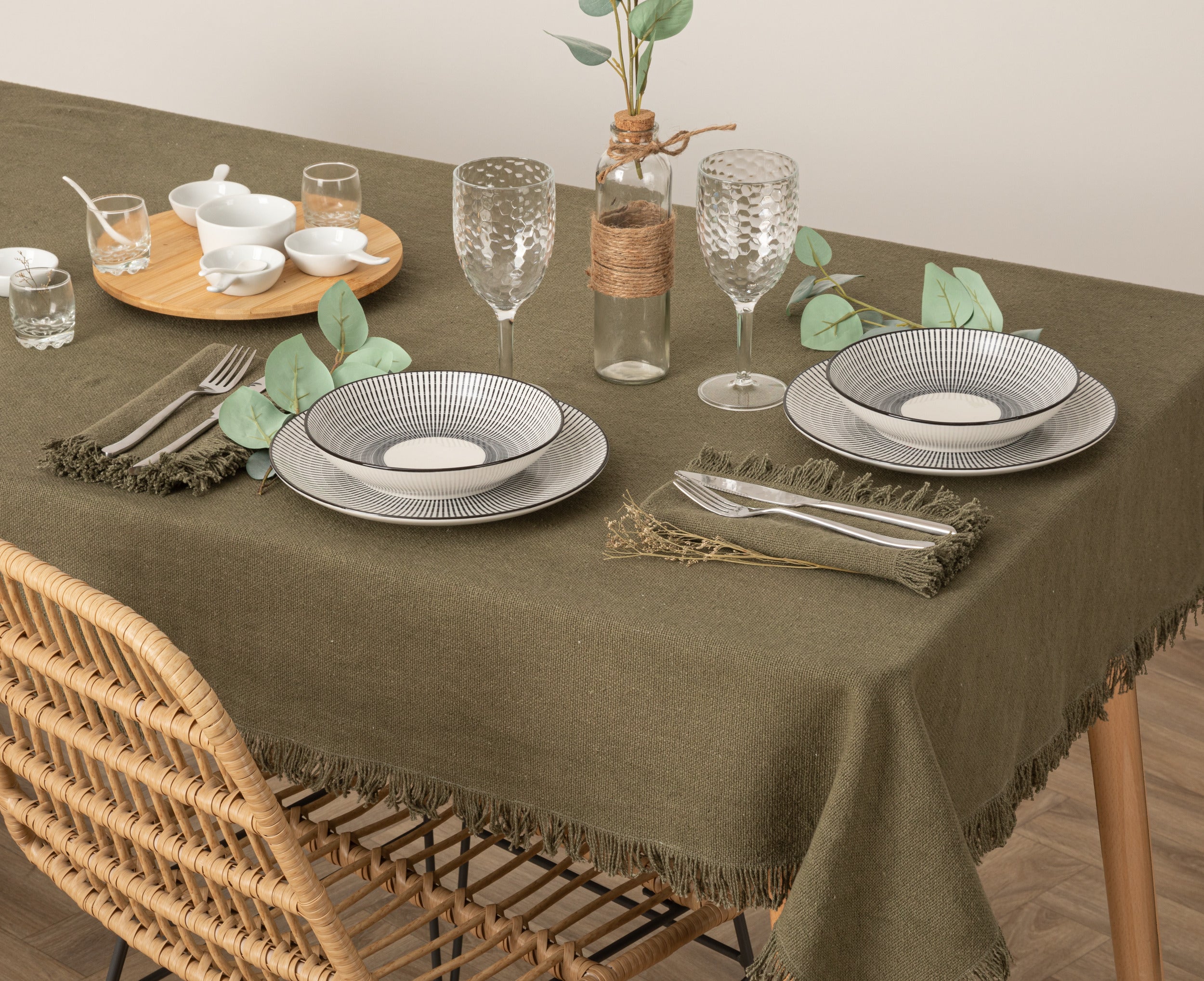 Nappe Atmosphera Maha - Coton - 250 x 150 cm - Kaki