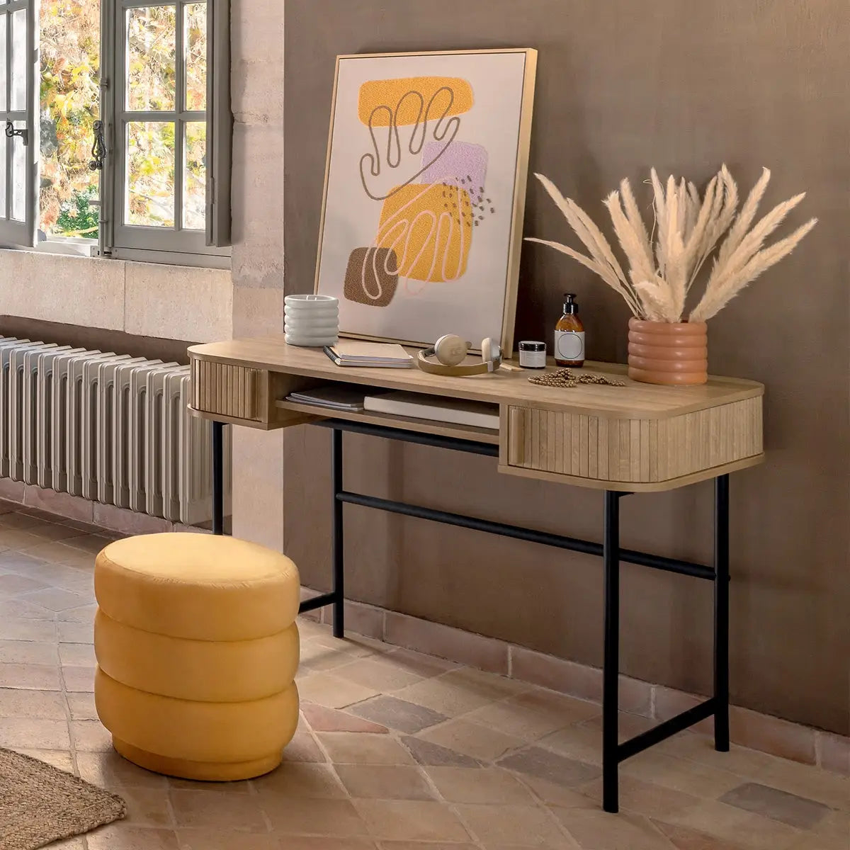 Bureau Atmosphera Colva - 2 portes coulissantes - Marron et noir