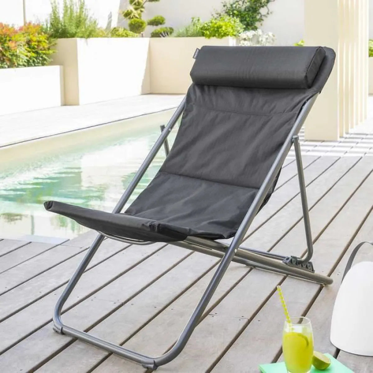 Chaise de jardin bistro de luxe Hespéride - Pliable - Anthracite - Jubbe - 81x59x98cm