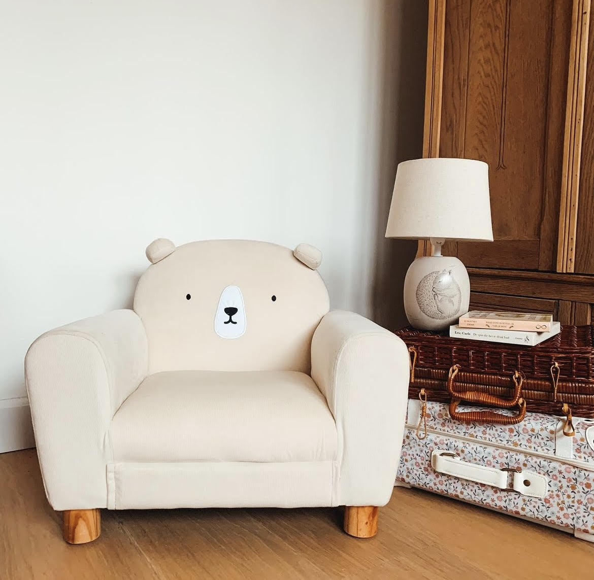 Fauteuil / canapé Atmosphera Kids crème avec oreilles d'ours pour chambre d'enfant H 44 cm