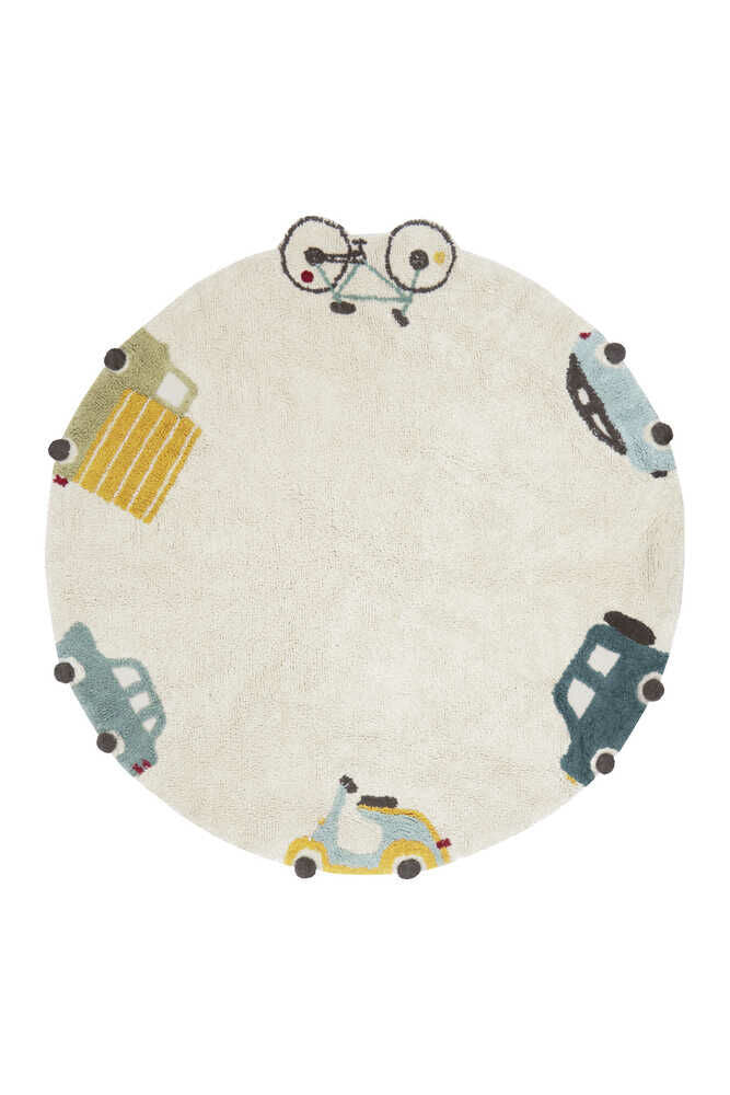 Lorena Canals Wasbaar katoen vloerkleed - Wheels - D140cm